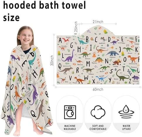 Dinosaur Hooded Beach Towel for Kids 30x50