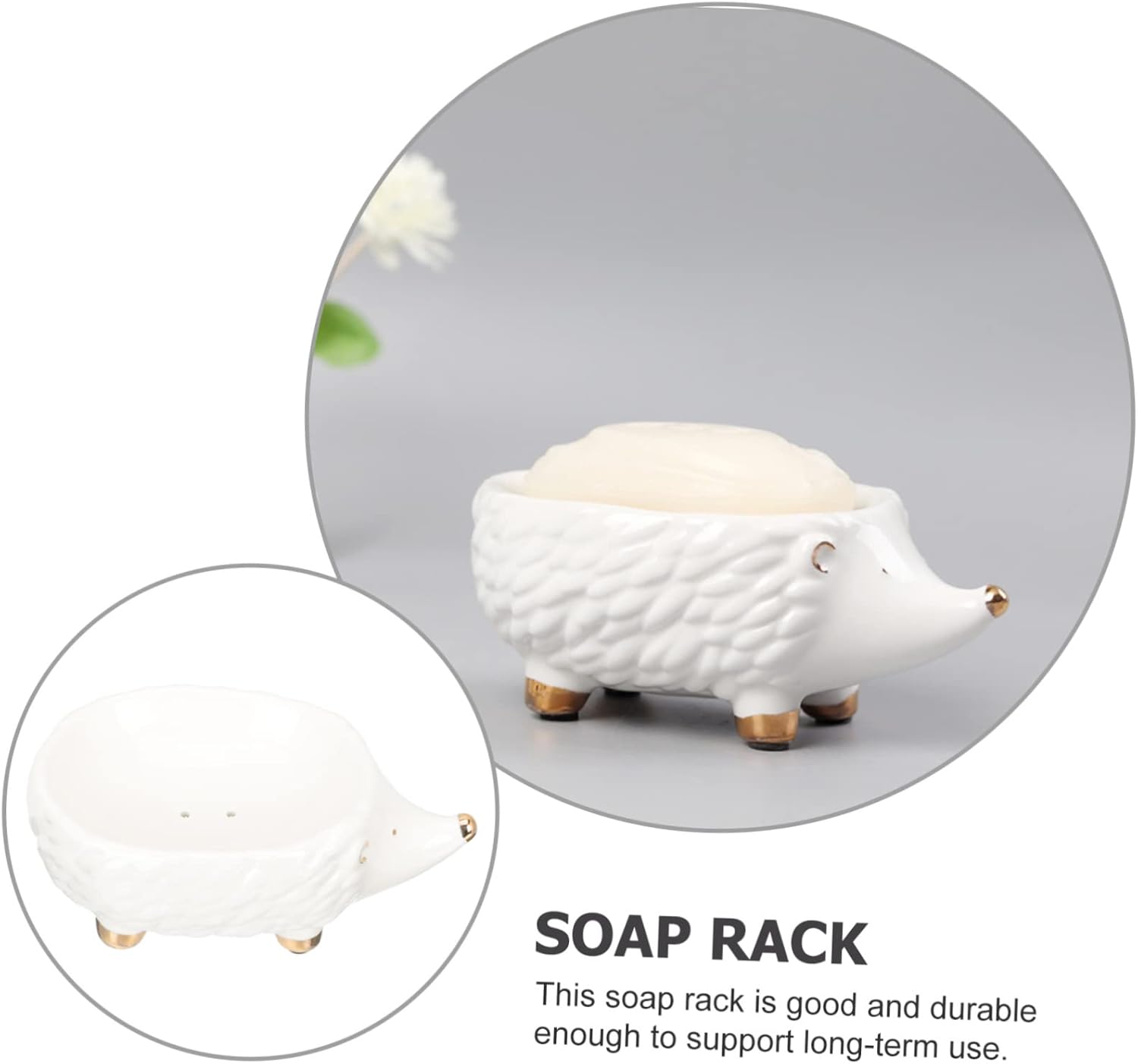 Ciieeo Hedgehog Ceramic Soap Holder Cute Cartoon Animal Bathroom Sink Storage