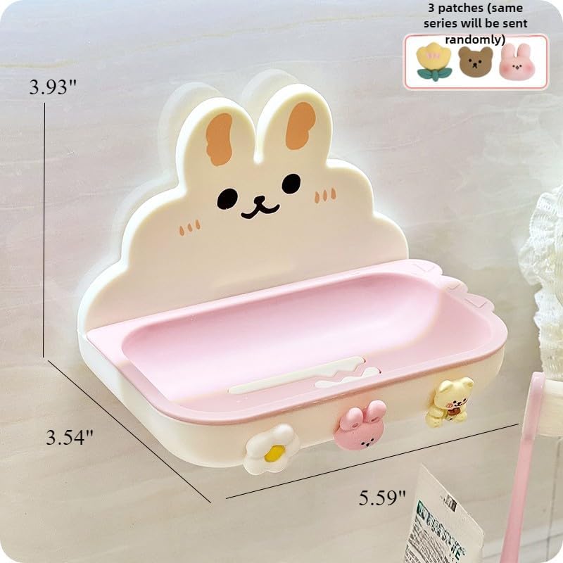 Cartoon Rabbit Soap Dish for Kids White