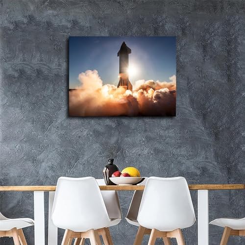 SpaceX Starship Launch Poster Canvas Wall Art Print Framed 24x36inch