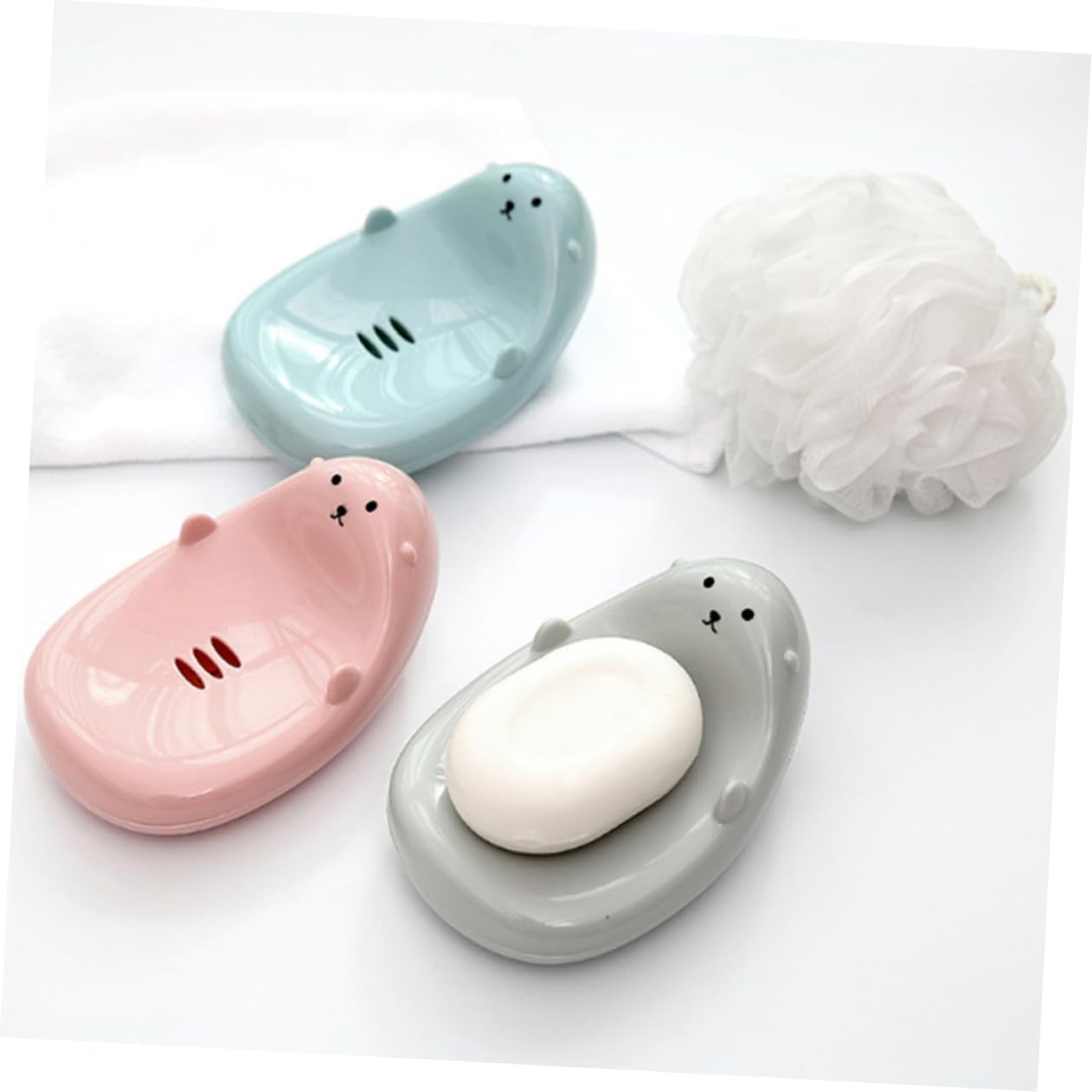Ciieeo Round Cartoon Soap Holder for Kids Bathroom