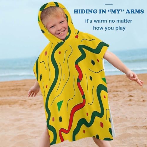 Kids Hooded Bath Towel with Wavy Lines