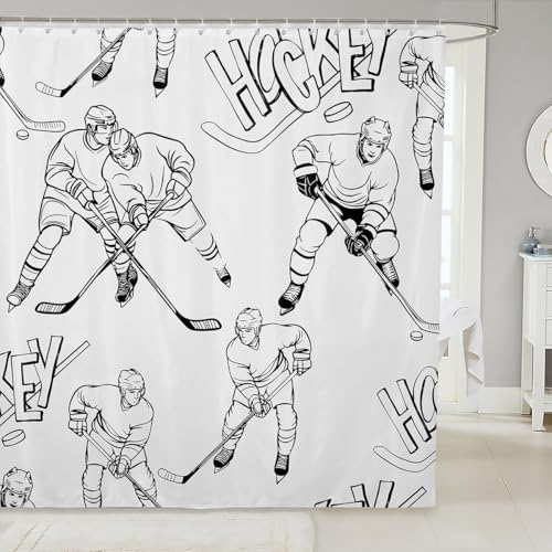 Feelyou Ice Hockey Shower Curtain Set for Kids Teens