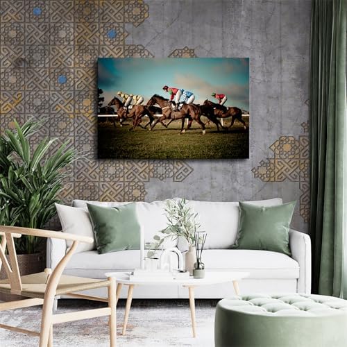 Horse Racing Equestrian Canvas Poster Framed Wall Art 20x30inch