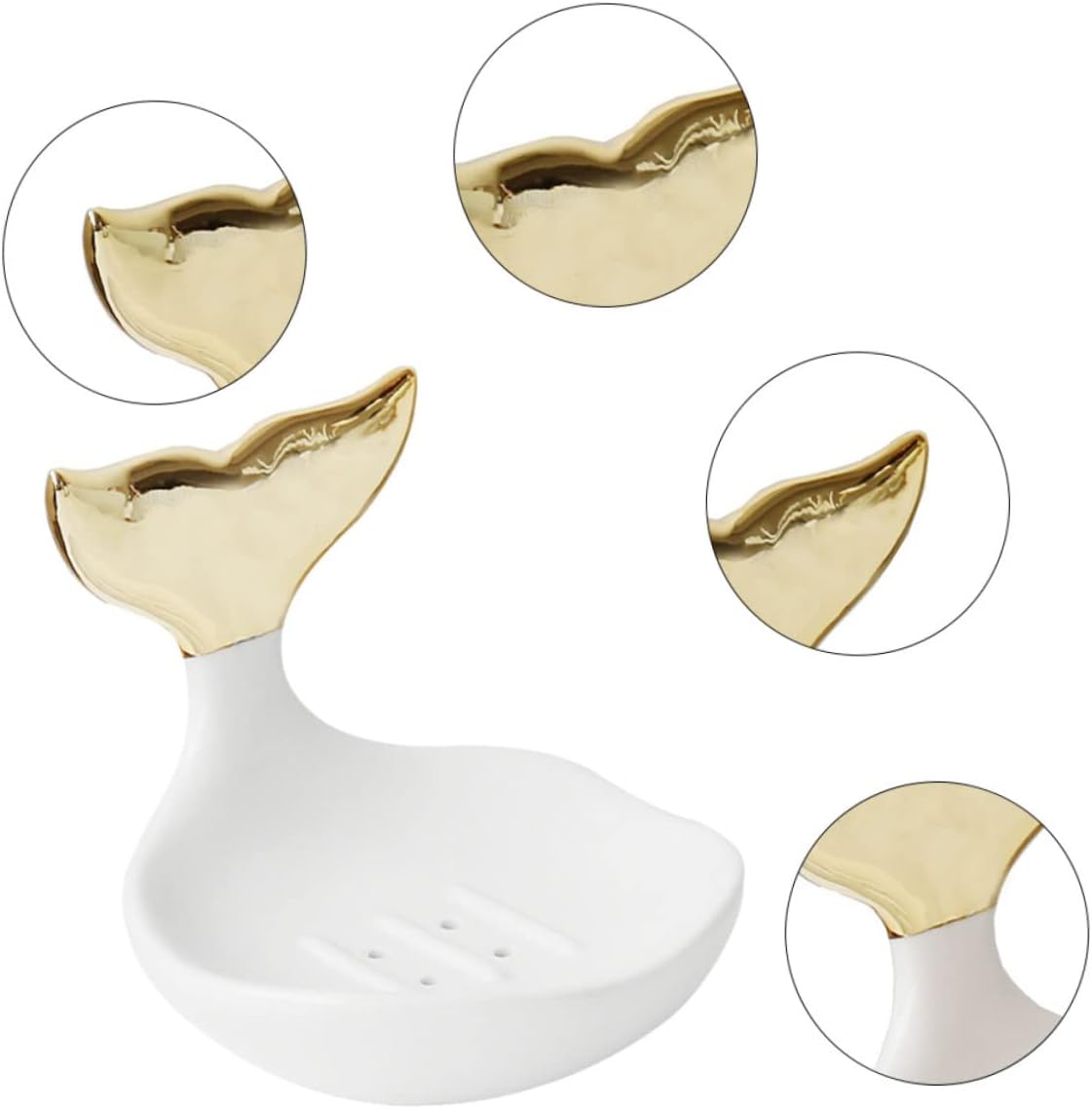 Unomor Mermaid Ceramic Soap Dish Bath Tub Organizer