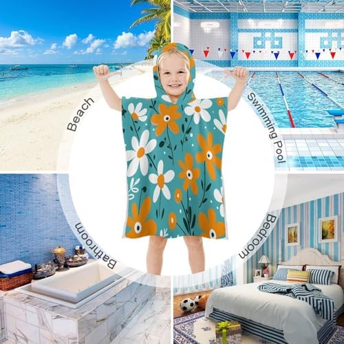 Kids Hooded Bath Towel with Hand Drawn Doodles