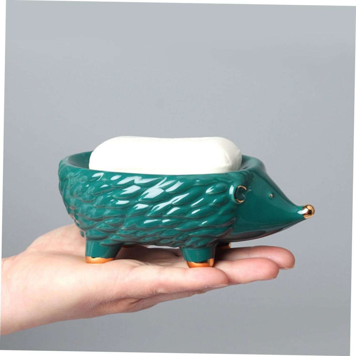 Healifty Ceramic Hedgehog Soap Holder with Drainage