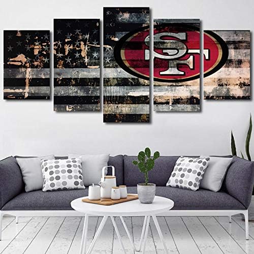 San Francisco 49ers Football Poster Set 5 Pieces Framed Wall Art