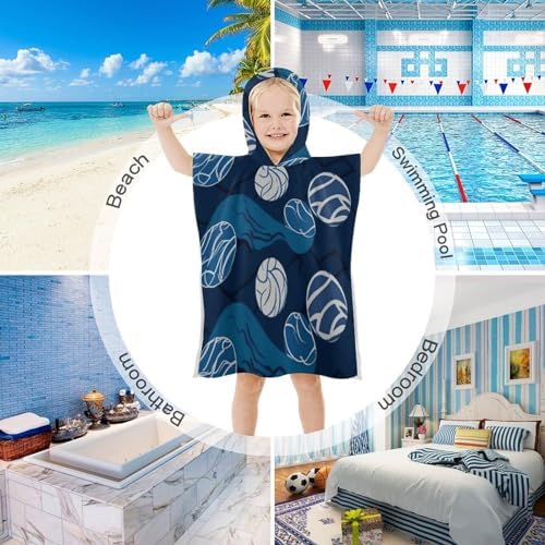 Kids Bath Towel with Blue Volleyball Print