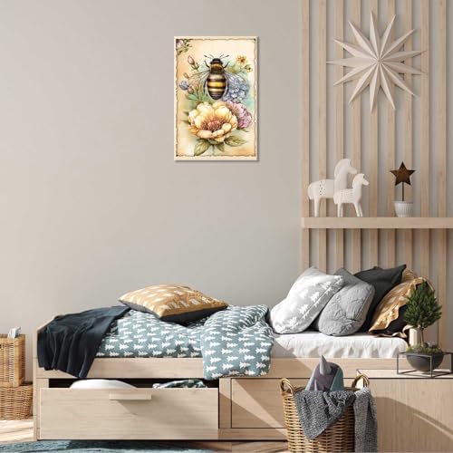 Vintage Floral Wasp Poster 24x36 Framed