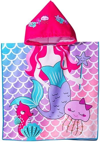 Mermaid Hooded Bath Towel for Toddler Girls 2-4 Years
