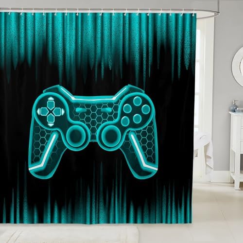 Feelyou Gamer Shower Curtain 72x72 Kids Game Controller Bath Set