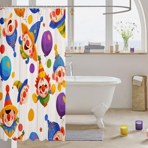 Cartoon Clown Waterproof Bathroom Curtain for Kids