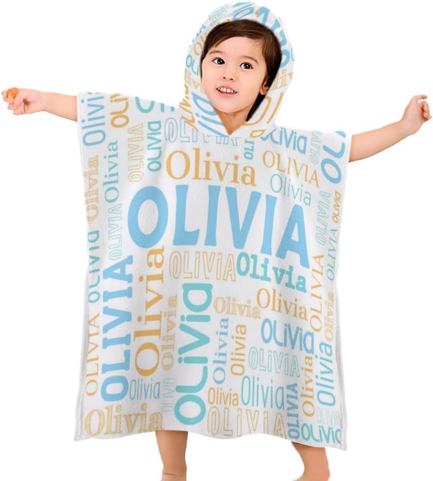 Husguciy Personalized Kids Bath Towel with Hood