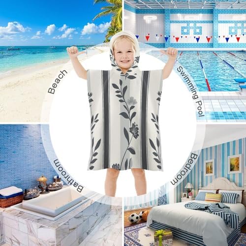 Kids Hooded Bath Towel with Gray Pattern