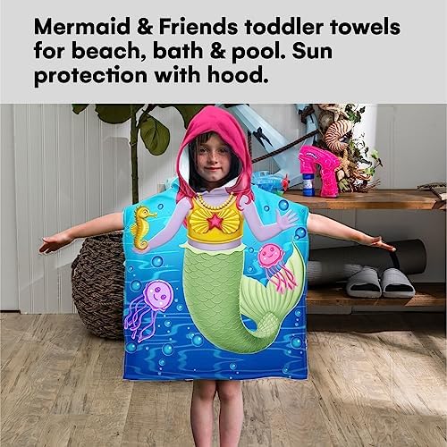 Dawhud Direct Hooded Bath Towel for Kids - Mermaid and Friends Design