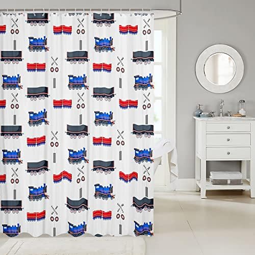 Cartoon Train Bath Curtain for Boys Kids