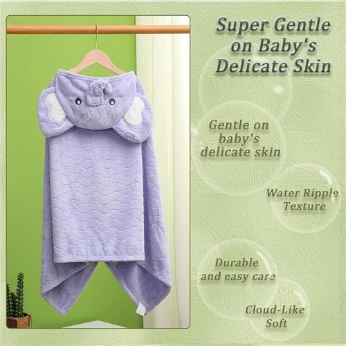 Kids Hooded Bath Towel Large Soft Quick Drying Animal Print