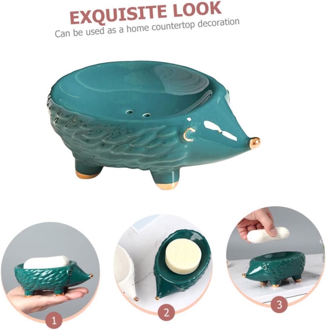 Cabilock Cartoon Ceramic Soap Holder with Drainage