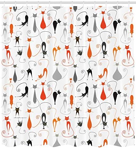 Ambesonne Cat Shower Curtain Modern Minimalist Kitten Pattern 69 x 84