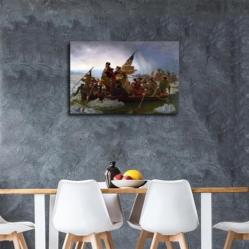 George Washington Crossing The Delaware Poster Canvas Wall Art Print 24x36inch Unframed