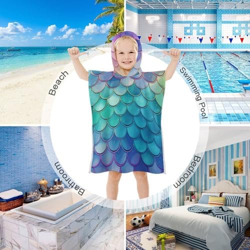 Kids Hooded Bath Towel Mermaid Print