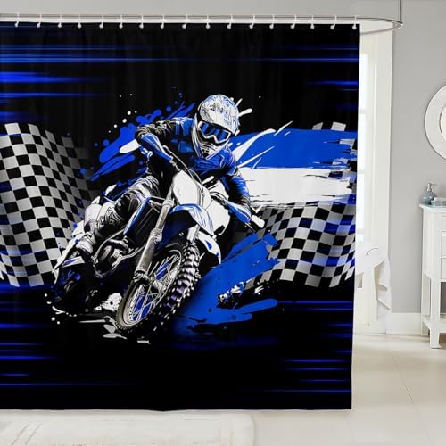 Feelyou Dirt Bike Racing Shower Curtain Set 72x78