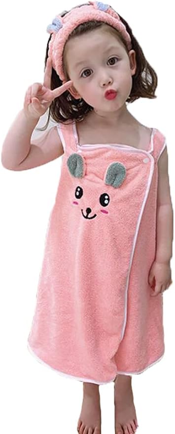 PURFUN Girls Beach Towel Wrap with Cartoon Rabbit
