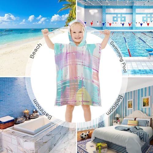 Kids Hooded Bath Towel with Plaid Pattern