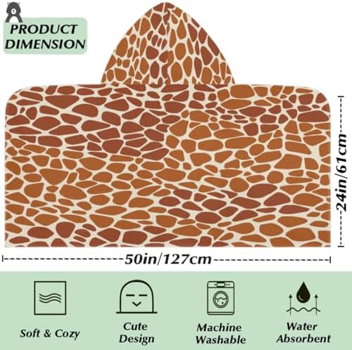 Brown Animal Giraffe Skin Print Kids Bath Towel