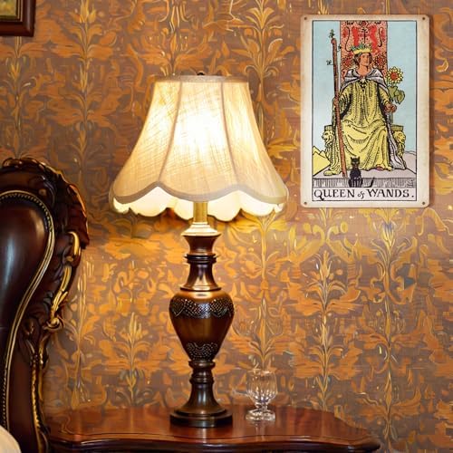 KERUNSM Queen of Wands Tarot Poster Retro Metal Wall Art 8x12 Inches