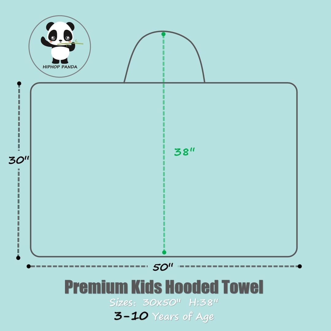 HIPHOP PANDA Hooded Towel for Kids - Bamboo Viscose 30x50 Inch