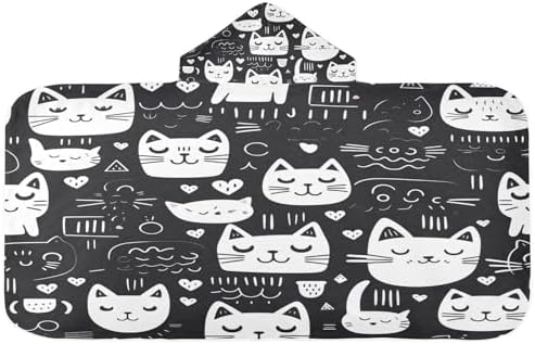 Cute Cartoon Cats Hooded Kids Bath Towel