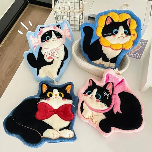 XYISWOT Cute Cat Shaped Coral Fleece Hand Towel