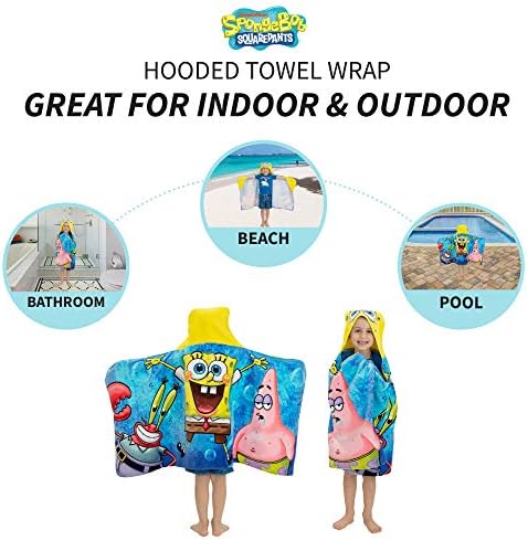 Franco Kids SpongeBob Hooded Bath Towel Wrap