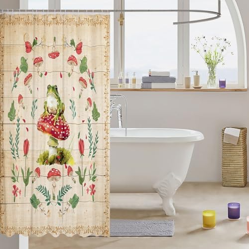 Feelyou Frog Bath Curtain 72x78 Mushroom Design