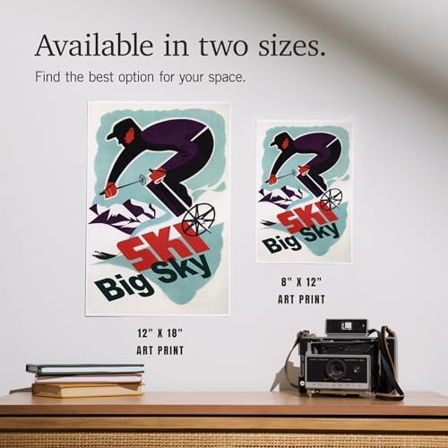 Lantern Press 8x12 Art Print Big Sky Montana Retro Skier