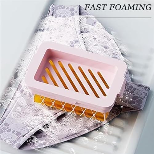 Highly Elastic Mesh Foaming Soap Box Durable and Flexible Non-slip Design Pink
