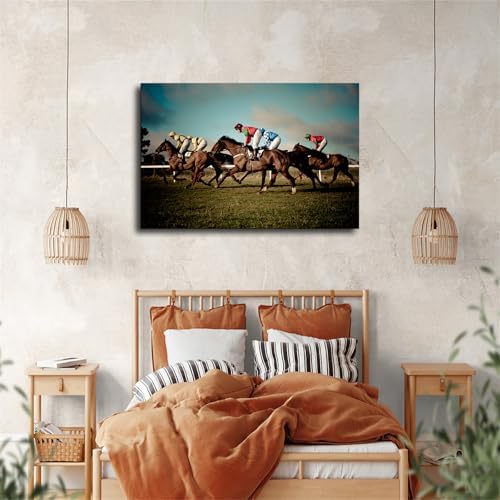 Horse Racing Equestrian Canvas Poster Framed Wall Art 20x30inch