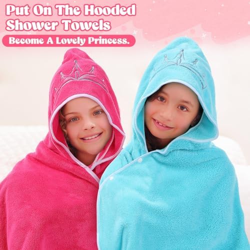 2 Pcs Princess Hooded Bath Towels for Kids