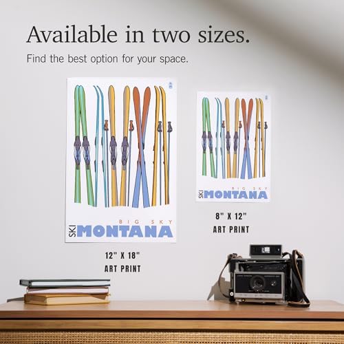 Lantern Press 8x12 Art Print Skis in Snow Big Sky Montana