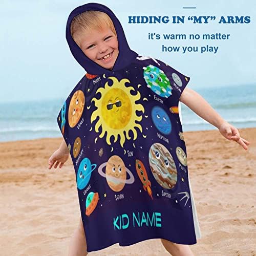 Galaxy Solar System Planet Custom Hooded Beach Towel for Kids