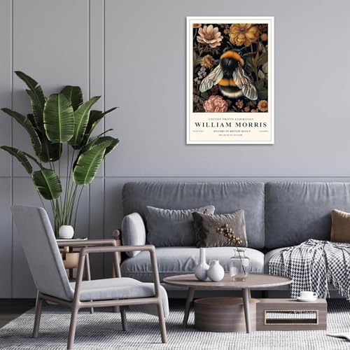 Retro Floral Wasp Poster 16x24in Unframed