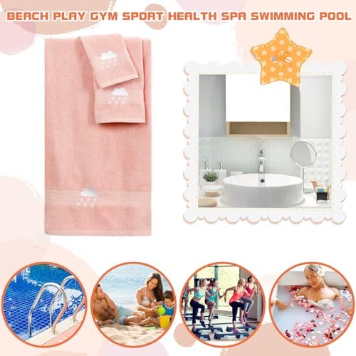 6 Pcs Kids Girls Bath Towel Set 100 Cotton Soft Embroidered