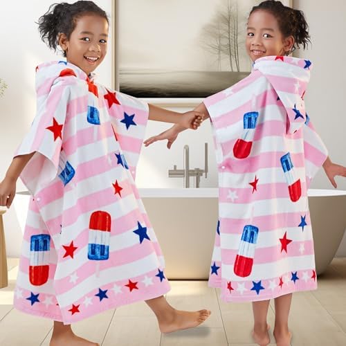 VOOVA MOVAS Kids Beach Towels with Hood for 4-8 Years