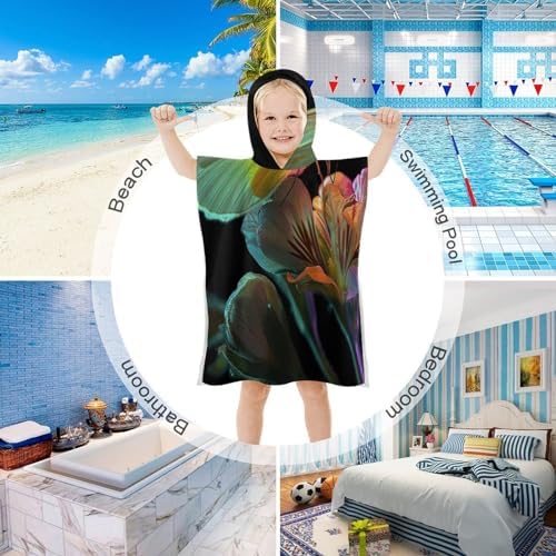 Kids Butterfly On Flower Printed Hooded Bath Towel