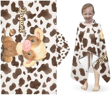Eiis Unidesign Hooded Cartoon Cow Kids Beach Towel Wrap