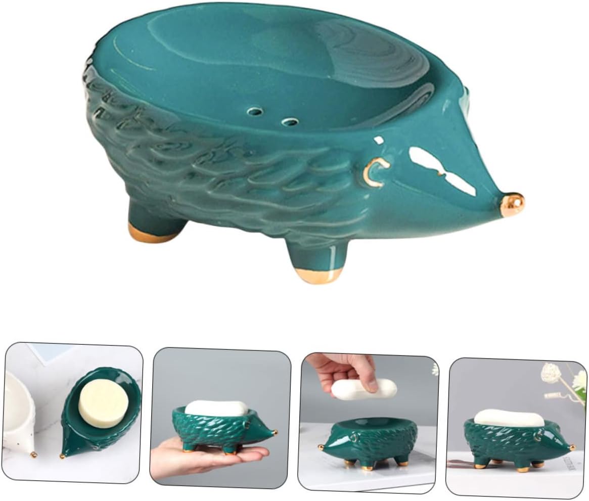 ABOOFAN Cartoon Hedgehog Soap Holder Ceramic Tray