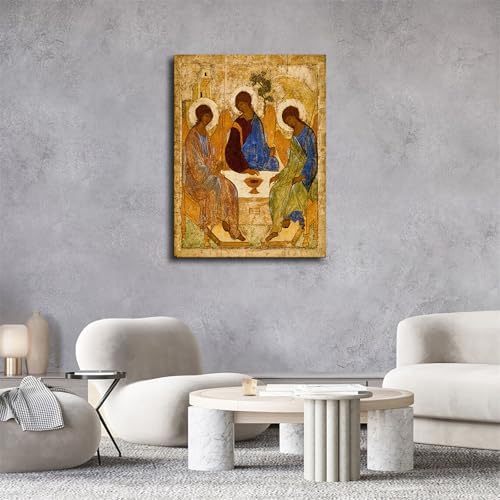 Holy Trinity Painting Poster Canvas Wall Art Framed 12x16 Inch