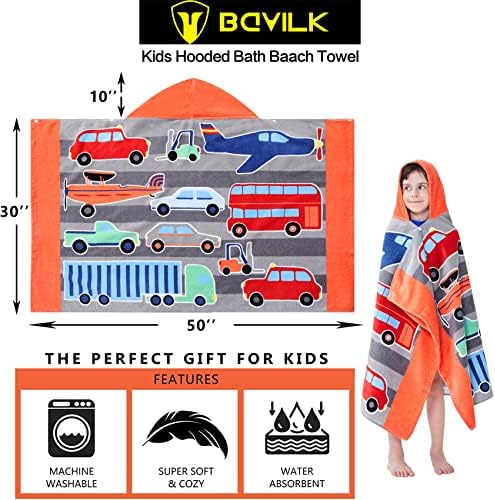 Bavilk Kids Hooded Bath Towel 30x50 Inch Ultra Absorbent